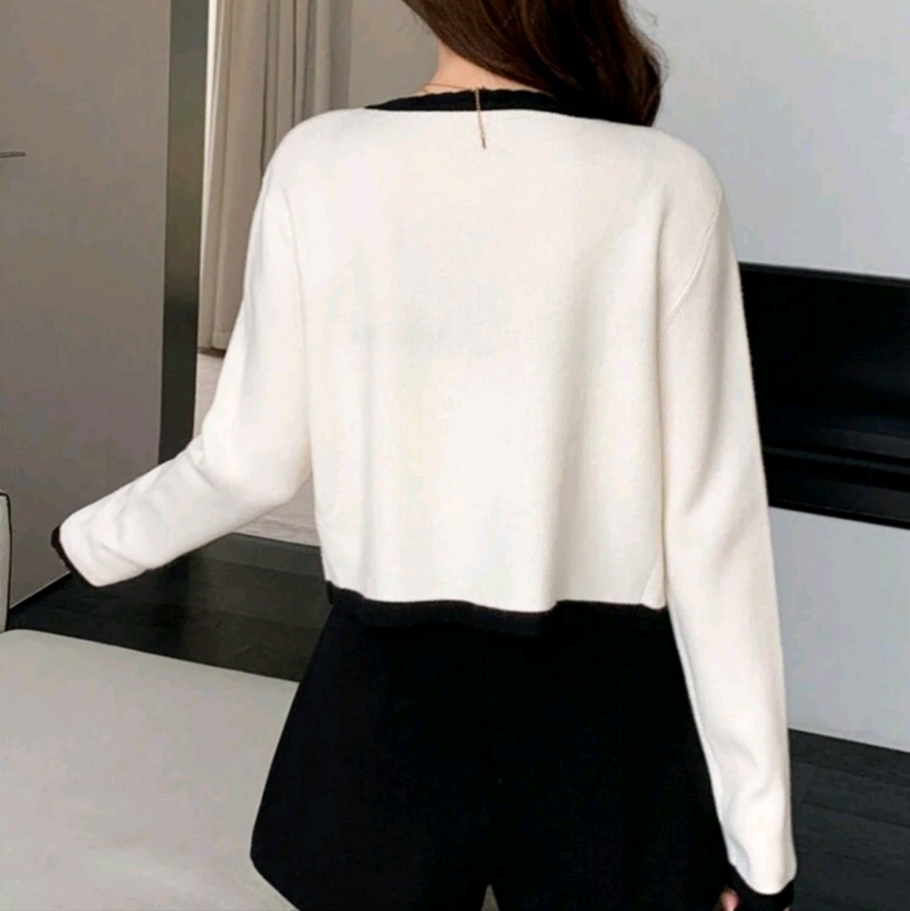 2pcs/Set Women Contrast Color Sleeveless Cardigan - Picture 4 of 4